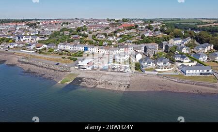 Luftaufnahme der Great Eastern Terrace, Neyland, Pembrokeshire Wales, Großbritannien Stockfoto