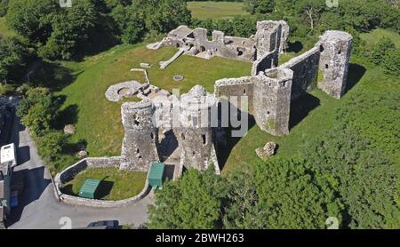 Luftaufnahme von Llawhaden Castle, Llawhaden Pembrokeshire Wales UK Stockfoto