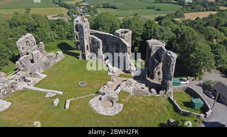 Luftaufnahme von Llawhaden Castle, Llawhaden Pembrokeshire Wales UK Stockfoto