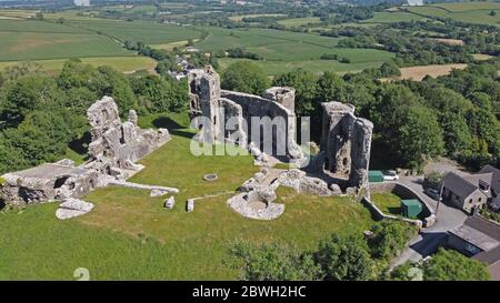 Luftaufnahme von Llawhaden Castle, Llawhaden Pembrokeshire Wales UK Stockfoto