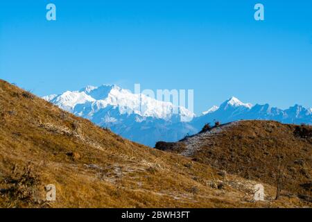 Kanchenjunga Range im Himalaya, Landschaftsfotografie am Morgen Stockfoto