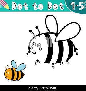 Verbinden Sie die Ziffern und zeichnen Sie eine lustige Biene Stock Vektor
