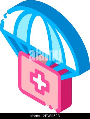 Volunteers Support Parachute isometrische Symbol Vektor-Illustration Stock Vektor