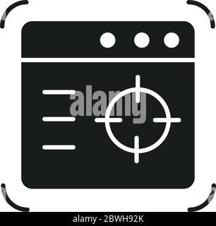 Cyber-Sicherheit und Informationen oder Netzwerkschutz Website Ziel Silhouette Stil Symbol Vektor Illustration Stock Vektor