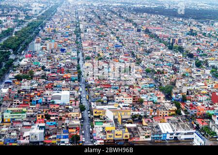 Mexiko-Stadt, Mexiko Mexikos, Valentin Gomez Farias, Luftaufnahme von oben, Annäherung an den internationalen Flughafen Benito Juárez, MEX, Gebäude, Stadt, c Stockfoto