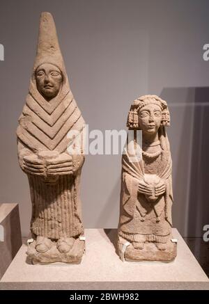 Figuras femeninas oferentes (origenes Albacete). Museo Arqueológico Nacional. Madrid. España Stockfoto