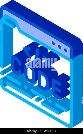 Codedatei Computersystem isometrische Symbolvektordarstellung Stock Vektor