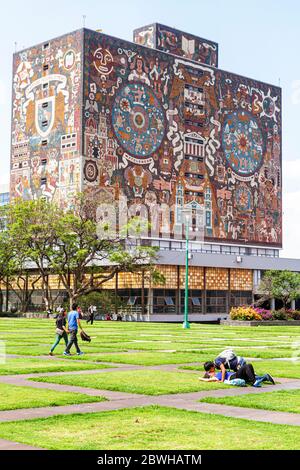 Mexiko, Nord, Mexiko-Stadt, DF México, Bundesdistrikt, Distrito Federal, Ciudad Universitaria, UNAM, Biblioteca Central, Zentralbibliothek, Außenansicht, fro Stockfoto