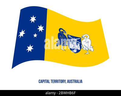 Australian Capital Territory (ACT) Flagge schwenkten Vector Illustration auf weißem Hintergrund. Territorium Flagge Australien. Stock Vektor