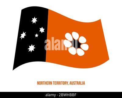 Northern Territory (NT) Flagge schwenkten Vector Illustration auf weißem Hintergrund. Territorium Flagge Australien. Stock Vektor
