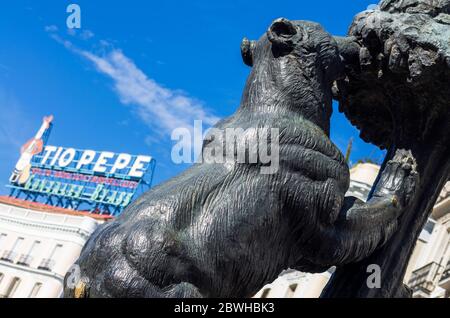 Estatua del Oso y el Madroño en la Puerta del Sol de Madrid. España Stockfoto