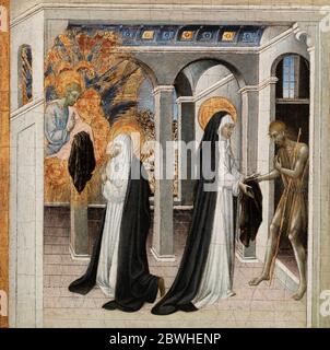 Die hl. Katharina von Siena und der Bettler von Giovanni di Paolo, 1460er Jahre Stockfoto