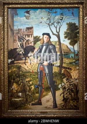Joven caballero en un paisaje. Vittore Carpaccio. Museo Nacional Thyssen-Bornemisza. Madrid. España Stockfoto