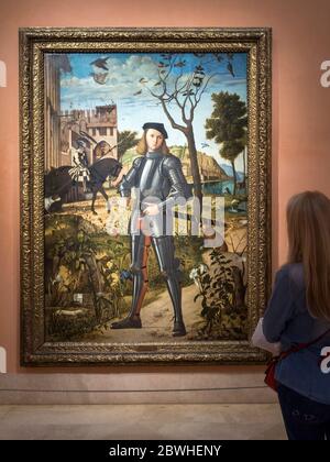 Joven caballero en un paisaje. Vittore Carpaccio. Museo Nacional Thyssen-Bornemisza. Madrid. España Stockfoto