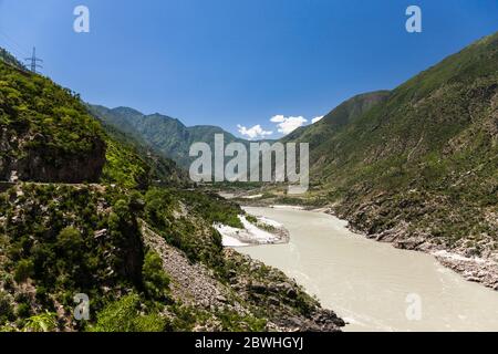 Der obere Dampf des Indus Flusses, nahe Besham Stadt, Indus Tal, Hindu kush Berg, Shangla, Khyber Pakhtunkhwa Provinz, Pakistan, Südasien, Asien Stockfoto