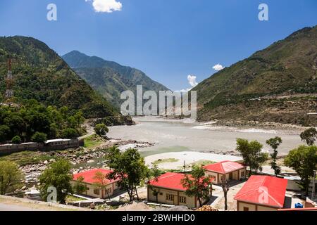 Der obere Dampf des Indus Flusses, nahe Besham Stadt, Indus Tal, Hindu kush Berg, Shangla, Khyber Pakhtunkhwa Provinz, Pakistan, Südasien, Asien Stockfoto