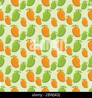 Frische Mango-Frucht nahtlose Muster Vektor Illustration Hintergrund Stock Vektor