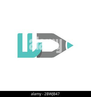 Creative Letter WD Web-Coding Design Typografie Vektor-Logo. Website Coding Design Brief WD mit Bleistift Form Symbol Vektor Stock Vektor