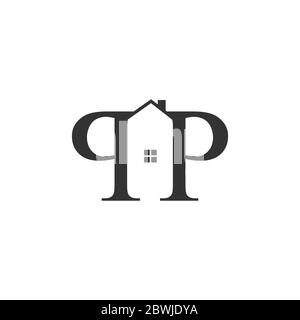 Brief P&P immobilien Haus Typografie Logo Vektor-Design isoliert auf einem weißen Hintergrund Stock Vektor