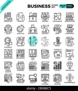 Business Concept Icon Illustration Set in modernen Line Icon Stil für ui, ux, Website, Web, App Grafikdesign Stock Vektor