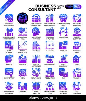 Business Consultant Icon Illustration Set in modernen Linie Icon Stil für ui, ux, Website, Web, App Grafikdesign Stock Vektor