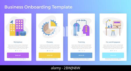 Business Illustration Mobile Screen App Onboarding User Interface Vorlage für Smartphone-Website Stock Vektor