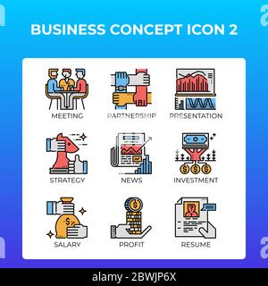 Business Concept Icons in modernen Line Icon Stil für ui, ux, Web, mobile App Design, etc. Gesetzt Stock Vektor
