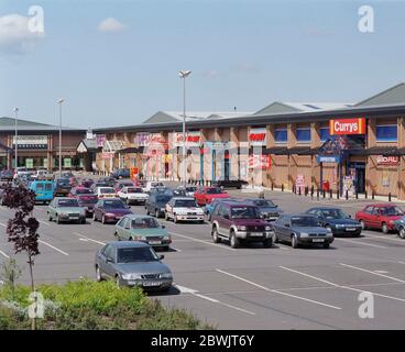 1995, Retail Park in Darlington, Nordostengland, Großbritannien Stockfoto