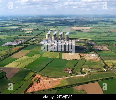 1995, Luftaufnahmen von Kohlekraftwerk Eggborough, West Yorshire, Nordengland, Großbritannien Stockfoto
