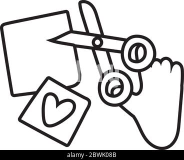 Hand mit Schere Schnittlinie Stil-Symbol Stock Vektor