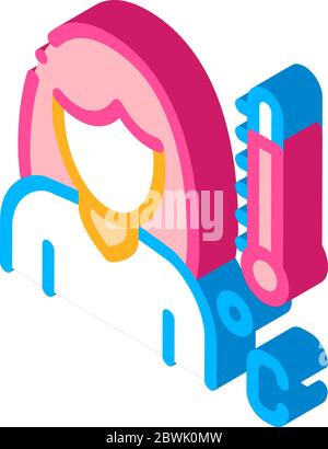 Kopf Rush Girl Symptomp der Schwangerschaft isometrische Symbol Vektor-Illustration Stock Vektor