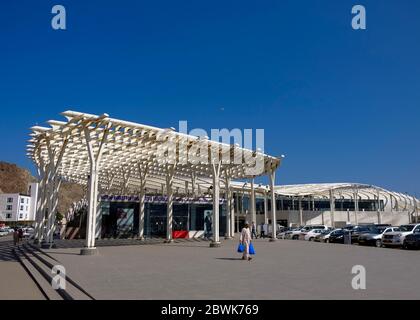 Eingang des neuen Mutrah Fischmarktes in Muscat, Sultanat von Oman Stockfoto