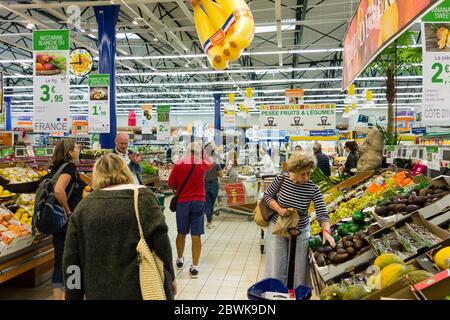 E Leclerc Supermarkt, St Malo, Bretagne, Frankreich Stockfoto