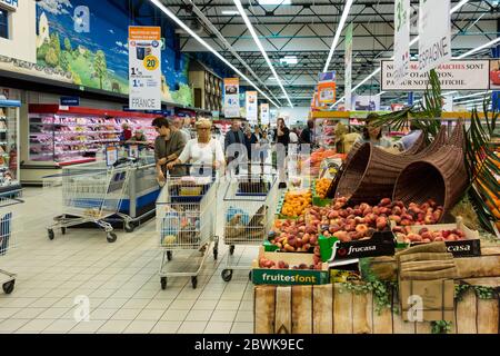 E Leclerc Supermarkt, St Malo, Bretagne, Frankreich Stockfoto