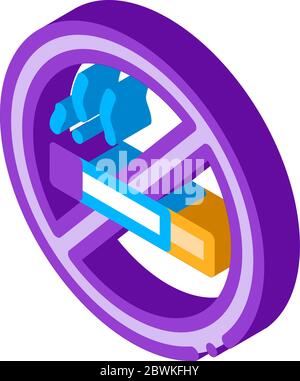 No Smoking Forbidden Sign isometrische Symbol Vektor-Illustration Stock Vektor