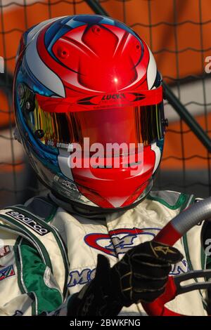 Daniil Kvyat, der hier in seiner Kart-Karriere gesehen wurde, Kvyat, ist ein russischer Formel-1-Rennfahrer, der derzeit für das Team Scuderia AlphaTauri fährt. Stockfoto