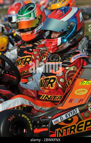 Daniil Kvyat, der hier in seiner Kart-Karriere gesehen wurde, Kvyat, ist ein russischer Formel-1-Rennfahrer, der derzeit für das Team Scuderia AlphaTauri fährt. Stockfoto