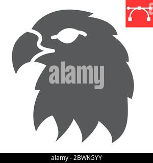 Adler Glyph-Symbol, Tier und Falke, Wildvogel Zeichen Vektorgrafiken, editierbare Kontur Solid-Symbol, eps 10. Stock Vektor