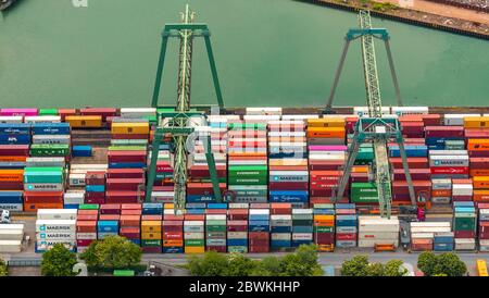 Hafen Dortmund, 10.04.2019, Luftaufnahme, Deutschland, Nordrhein-Westfalen, Ruhrgebiet, Dortmund Stockfoto