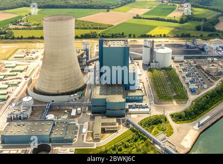 Uniper-Kraftwerk Datteln 4 in Datteln am Dortmund-Ems-Kanal, 24.05.2019, Luftbild, Deutschland, Nordrhein-Westfalen, Ruhrgebiet, Datteln Stockfoto