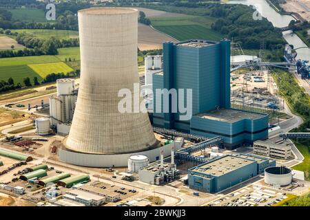 Uniper-Kraftwerk Datteln 4 in Datteln am Dortmund-Ems-Kanal, 24.05.2019, Luftbild, Deutschland, Nordrhein-Westfalen, Ruhrgebiet, Datteln Stockfoto