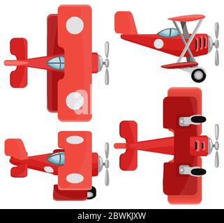 Doppeldecker rot Cartoon Design Element gesetzt, isolierte Vektor, horizontal Stock Vektor
