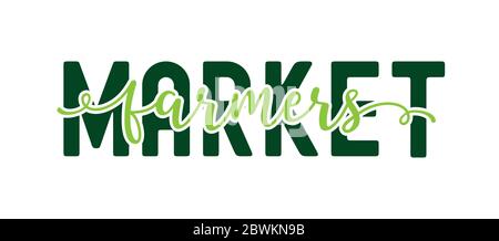 Handskizzierte Farmers Market Quote als Kopfzeile. Beschriftung für Banner, Header, Werbung, Ankündigung. Stock Vektor