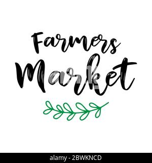 Handskizzierte Farmers Market Zitat als Logo. Beschriftung für Banner, Header, Werbung, Ankündigung. Stock Vektor