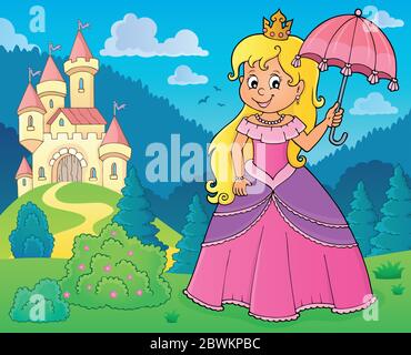 Prinzessin mit Regenschirm Thema Bild 2 - eps10 Vektor-Illustration. Stock Vektor