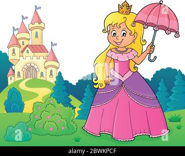 Prinzessin mit Regenschirm Thema Bild 3 - eps10 Vektor-Illustration. Stock Vektor