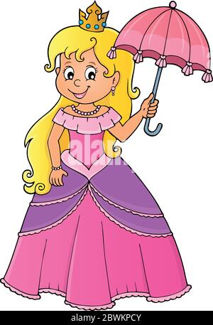 Prinzessin mit Regenschirm Thema Bild 1 - eps10 Vektor-Illustration. Stock Vektor