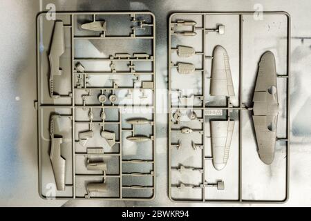 Italeri Messerschmitt Bf-109 Modell Flugzeugteile Stockfoto