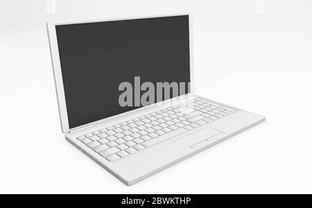 3d-Rendering eines Laptops weiß auf weißem Hintergrund isoliert Stockfoto