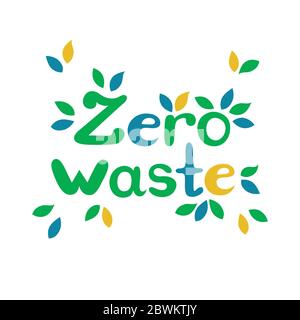 Null Abfall Beschriftung, Beschriftung. Vektor-Illustration in schönen flachen Stil Stock Vektor